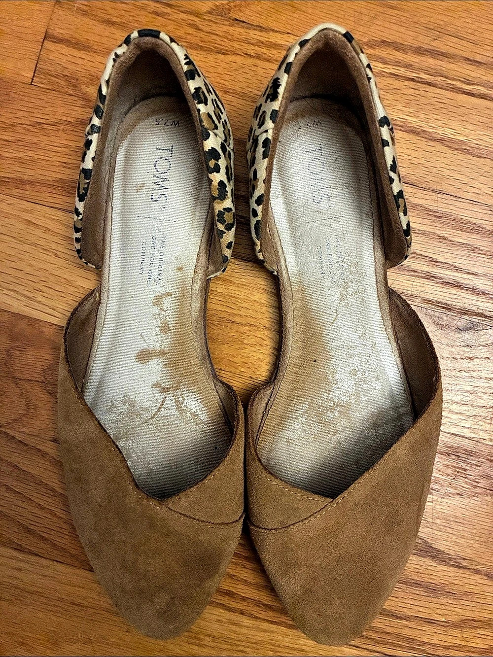 Toms Brown Leopard Print Pointed-Toe Flats